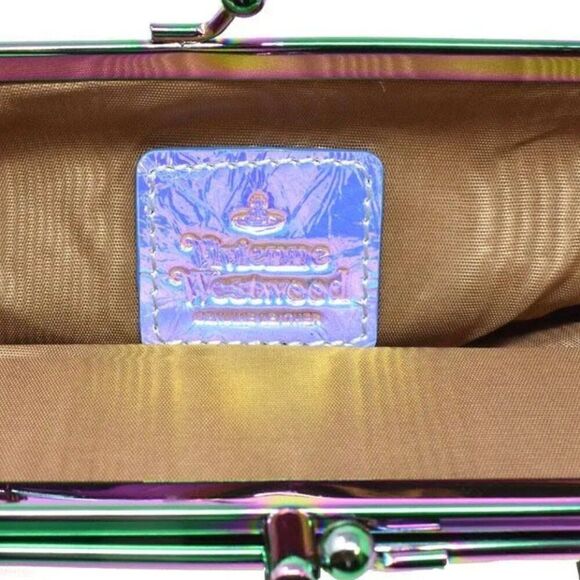 NWT Vivienne Westwood Archive Orb Double Frame Iridescent Pink Crossbody Purse - Picture 14 of 14